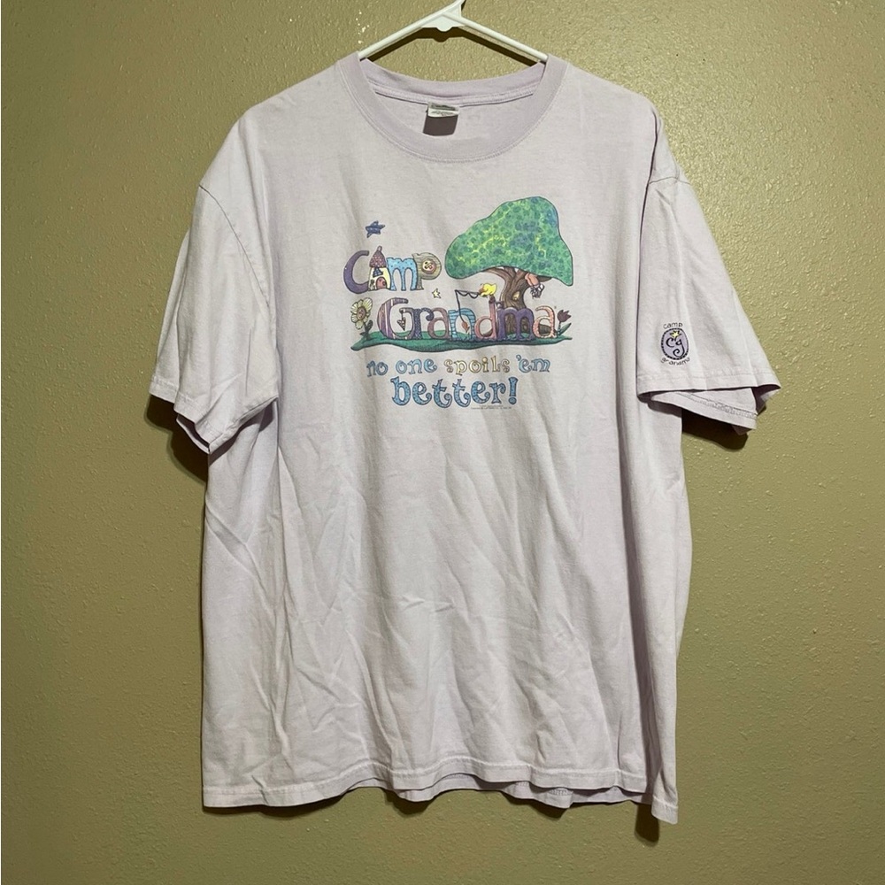 Y2K 2008 Camp Grandma Graphic Purple Short Sleeve T-Shirt Adult XL
